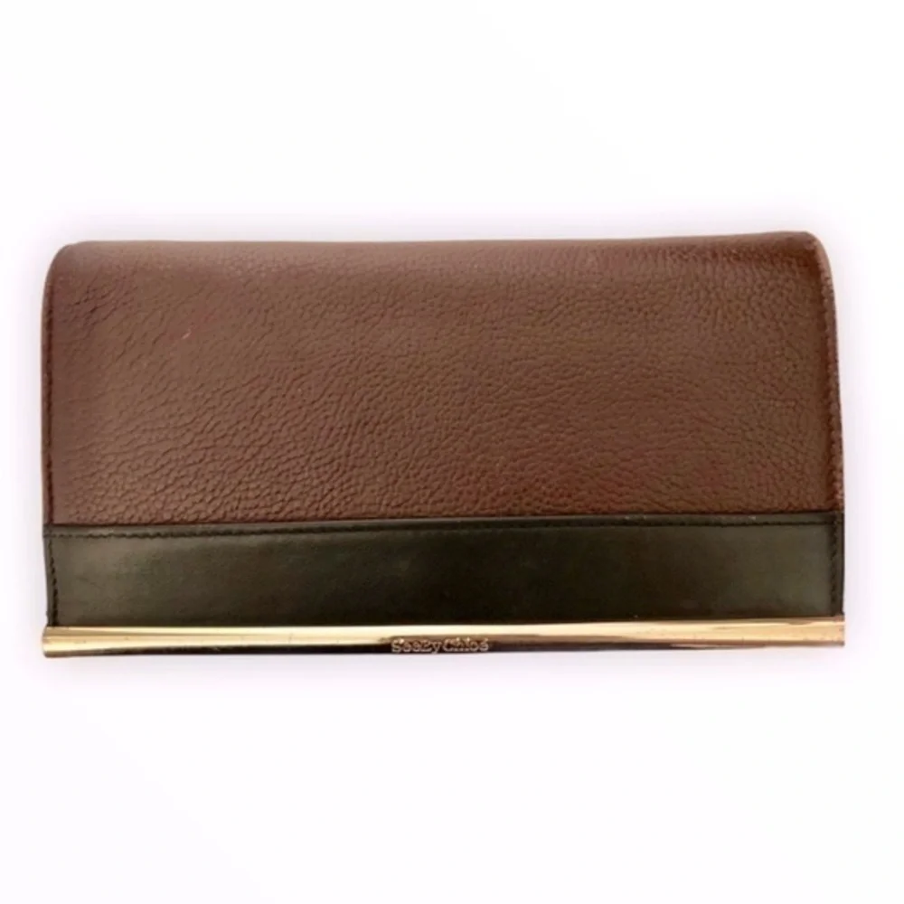 Chloe See by Chole burgundy and black clutch bag
